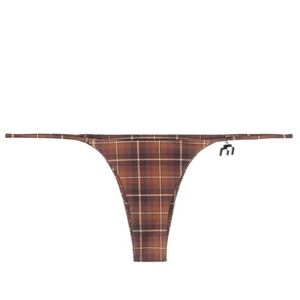 NWT Miaou Itty Bitty Bottom in Brown Chocolate Plaid Bikini Swim Bottoms NEW